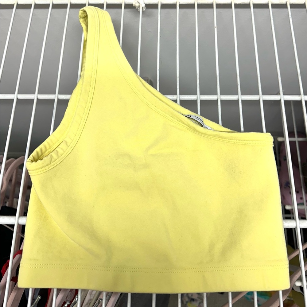 ZARA Yellow One Shoulder Crop Top